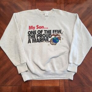 VTG Marines My Son One Of the Few The‎ Proud A Marine Sweatshirt Size L USA